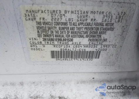2009 Nissan Sentra 2.0S from USA, damaged, VIN 3N1AB61E99L691530